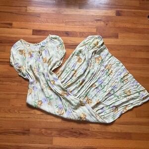 Vintage Cottagecore Yellow Maxi Dress Size 14 Princess 90s Grannycore Preppy